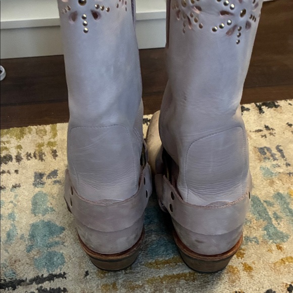 Frye Creamy pink Leather cowboy Boots sz 7 - Picture 6 of 9
